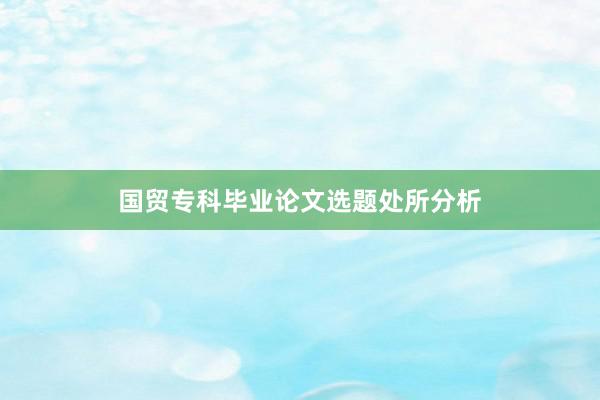 国贸专科毕业论文选题处所分析